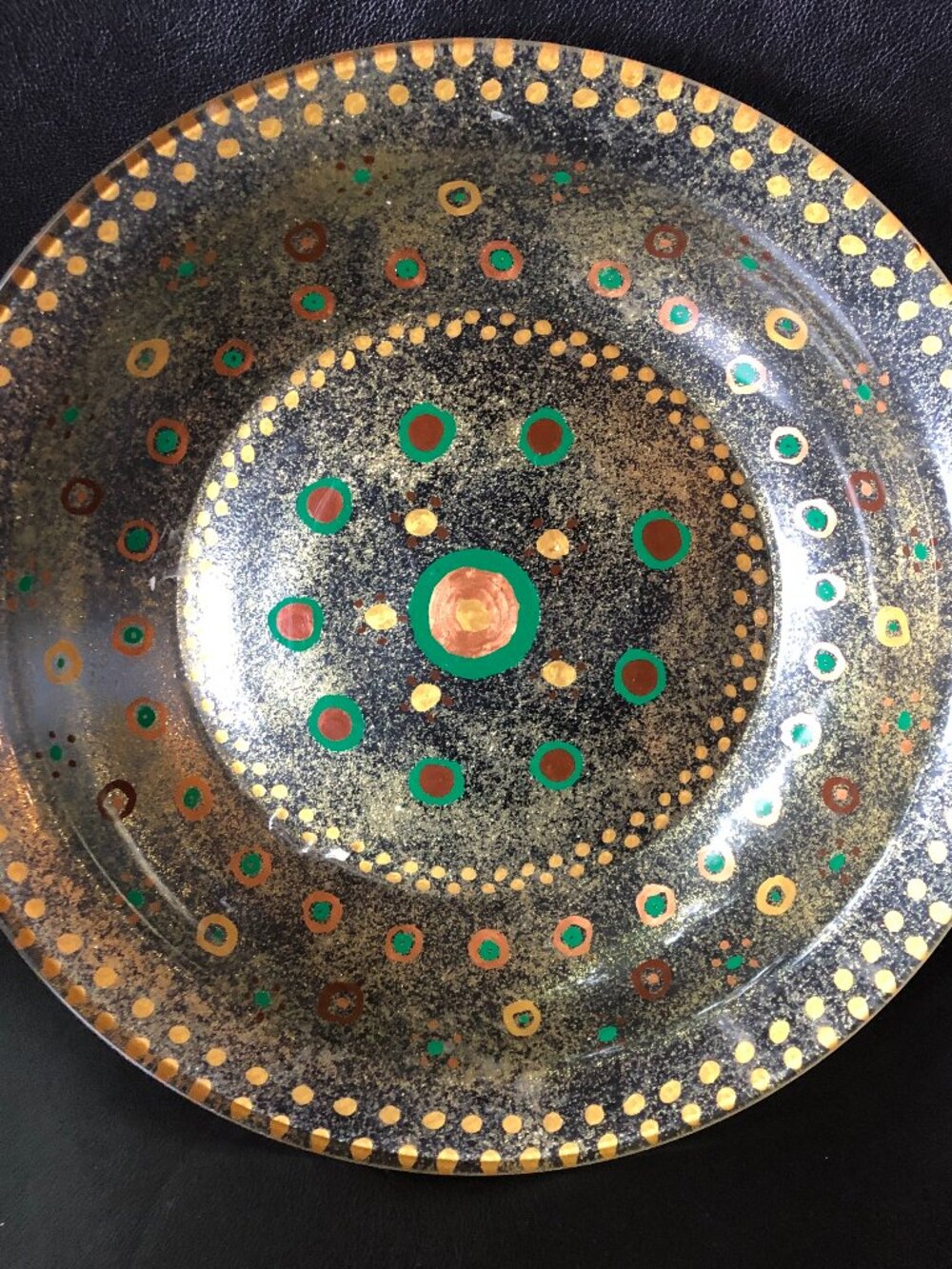 Vintage Hand painted serving bowl dish - 11"